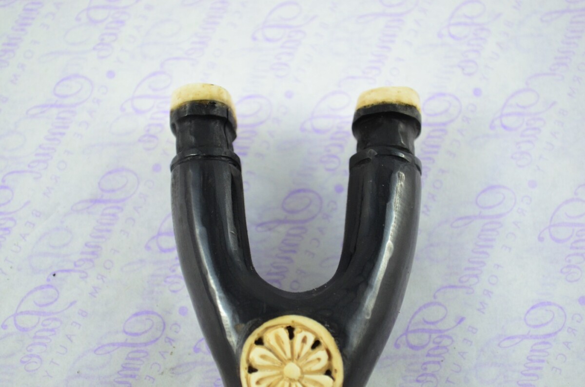 Buffalo Horn Ornate Hand Carved Catapult / Slingshot with Stag Accents - Image 3