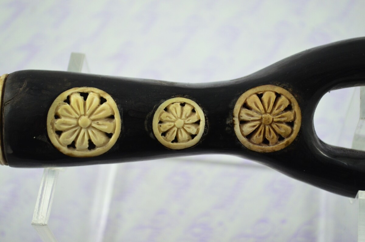 Buffalo Horn Ornate Hand Carved Catapult / Slingshot with Stag Accents - Image 6