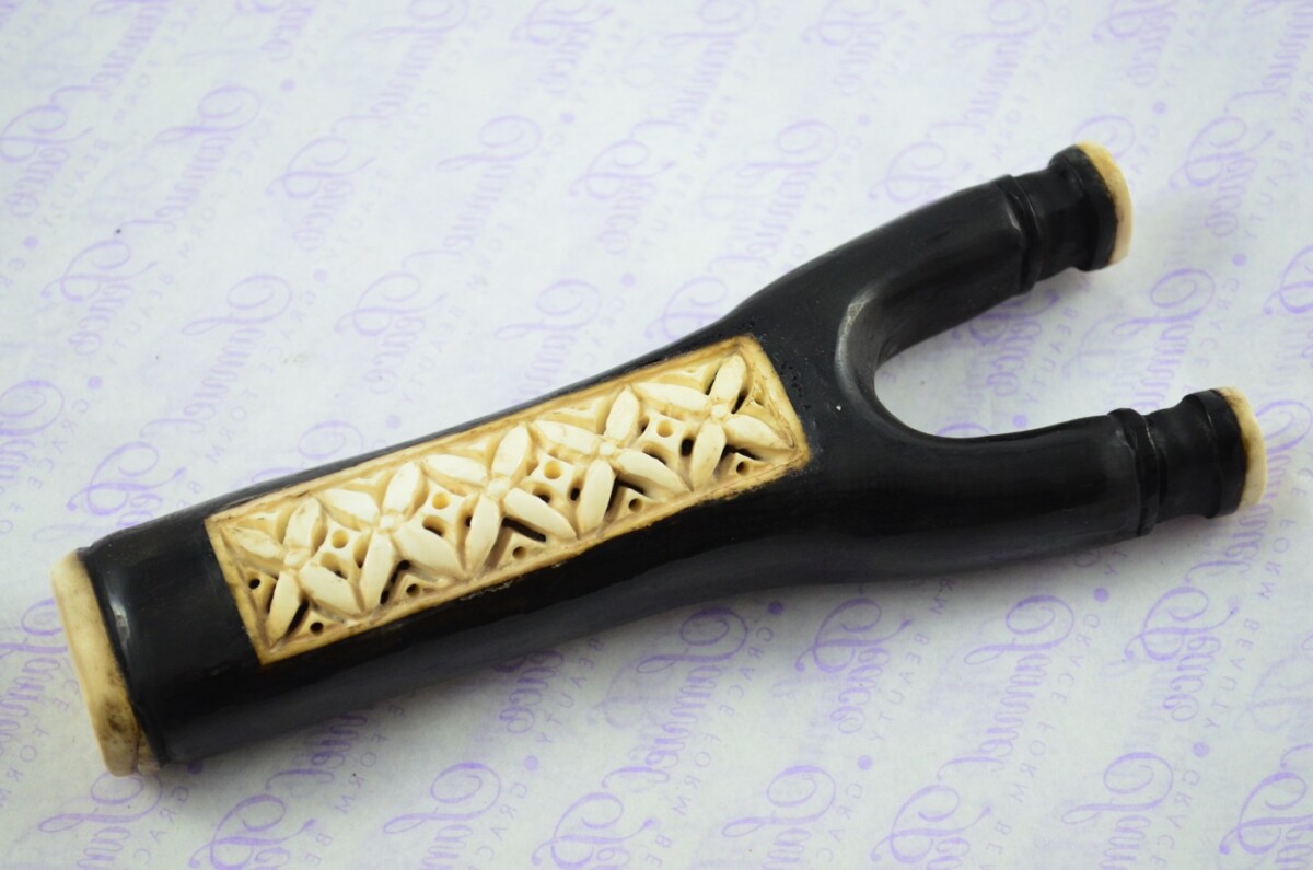 Buffalo Horn Ornate Hand Carved Catapult / Slingshot with Stag Accents