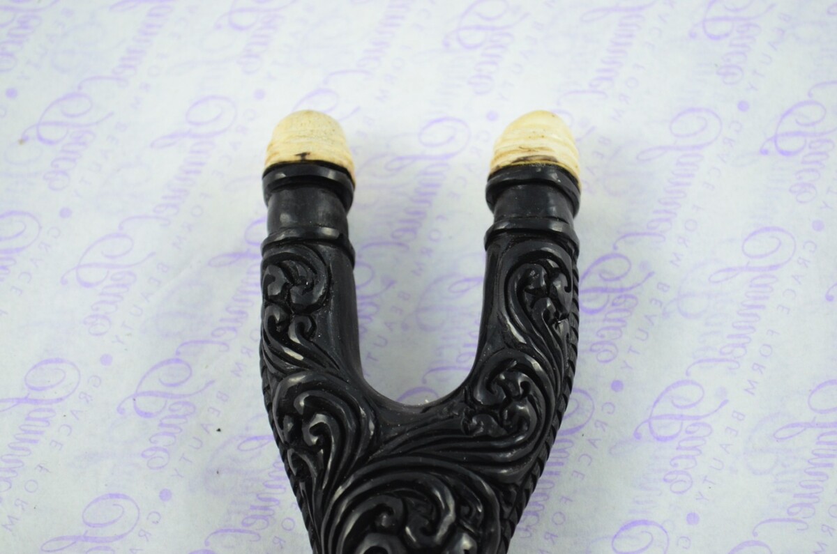 Buffalo Horn Ornate Hand Carved Catapult / Slingshot with Stag Accents - Image 3