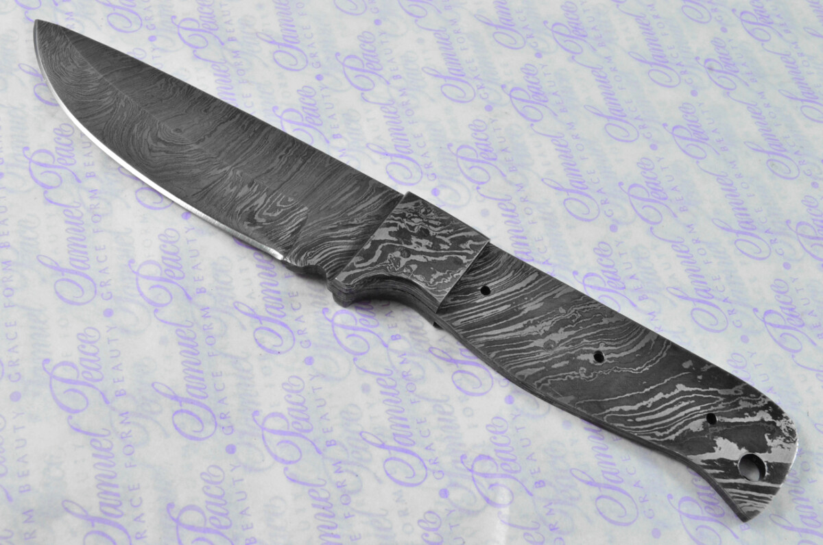 Knife Making Kit! Damascus Steel Hunting/Bowie Knife Olive Wood Scales Damascus Bolster inc Leather Sheath - Image 3