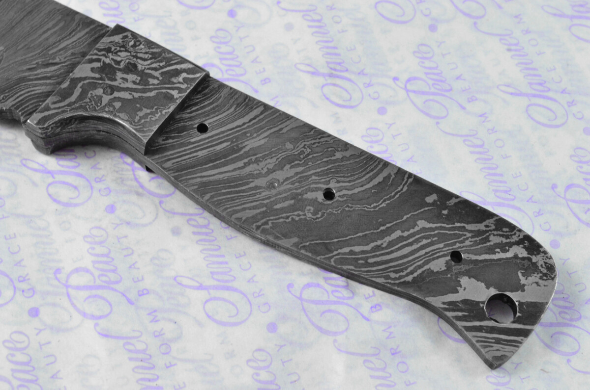 Knife Making Kit! Damascus Steel Hunting/Bowie Knife Olive Wood Scales Damascus Bolster inc Leather Sheath - Image 6
