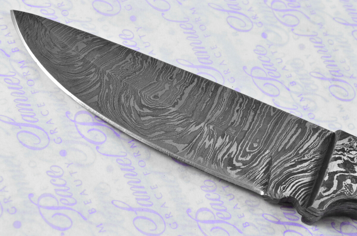 Knife Making Kit! Damascus Steel Hunting/Bowie Knife Olive Wood Scales Damascus Bolster inc Leather Sheath - Image 7