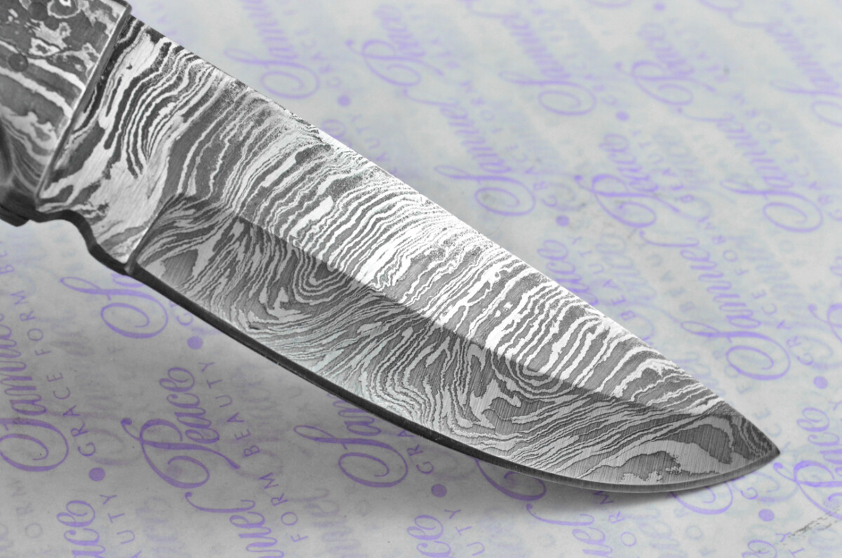 Knife Making Kit! Damascus Steel Hunting/Bowie Knife Olive Wood Scales Damascus Bolster inc Leather Sheath - Image 8