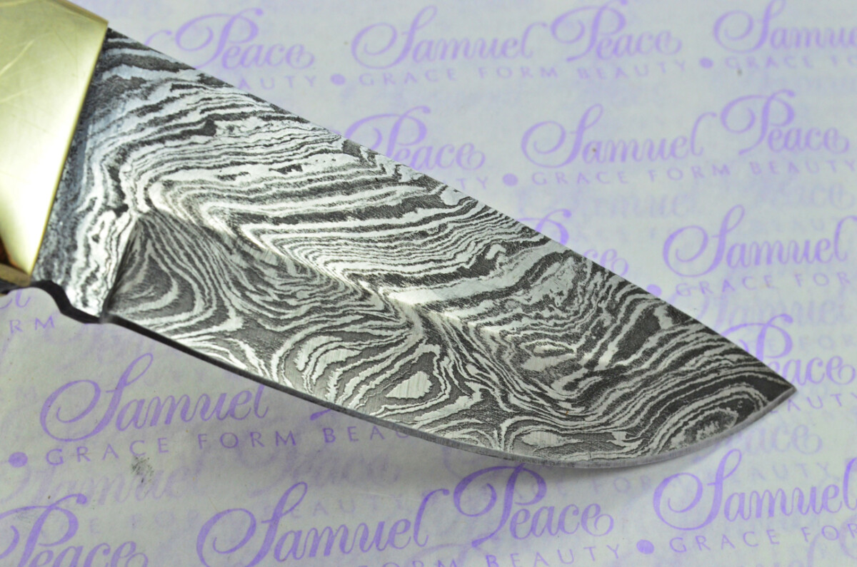 Knife Making Kit! Damascus Steel Hunting/Bowie Knife Laminate Wood Scales Brass Bolster inc Leather Sheath - Image 7