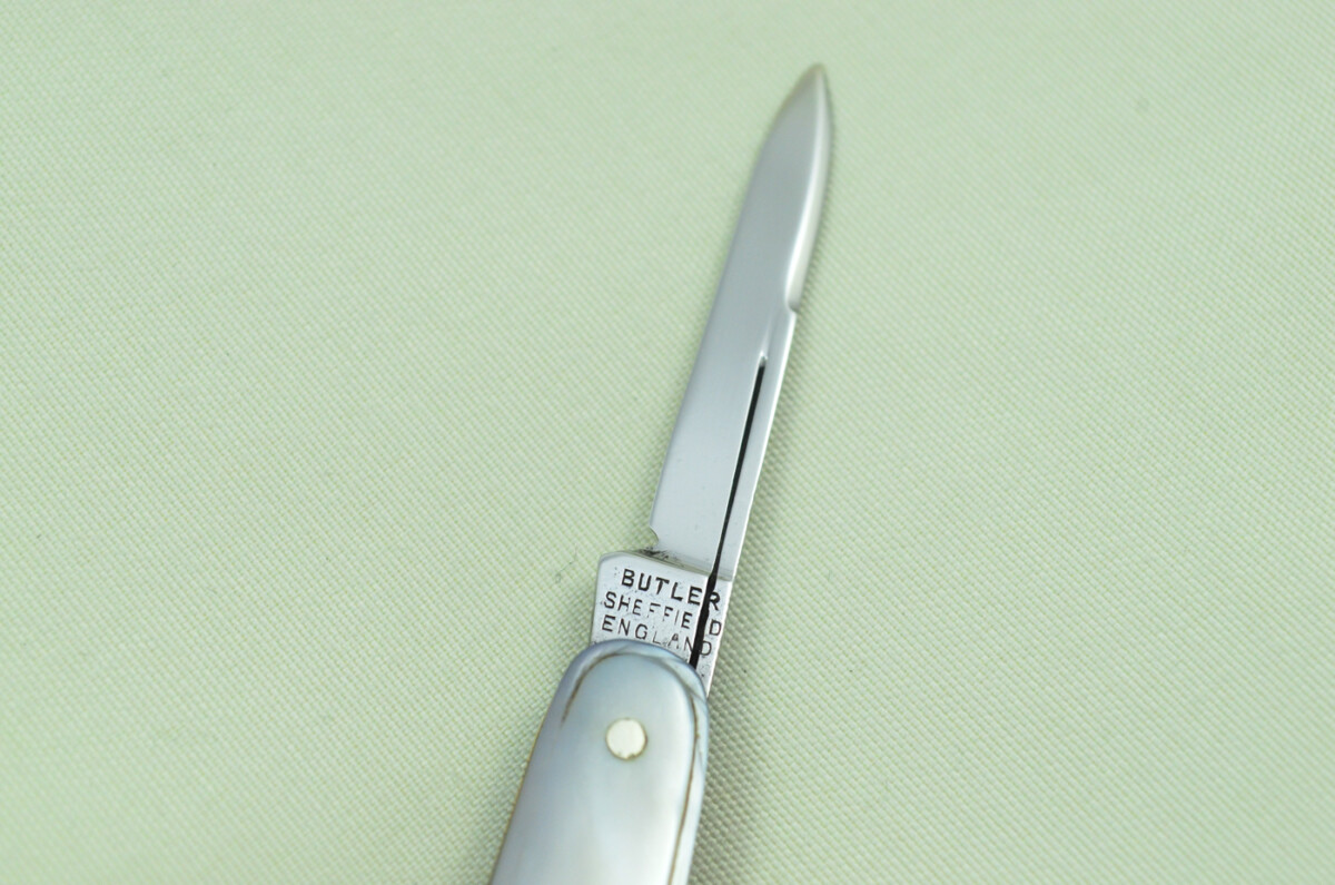 Double Blade Fantastic Carbon Steel Bladed Mother Of Pearl Fully Restored Sheffield Made Pen/Pocket Knife c1900 Maker George Butler - Image 4