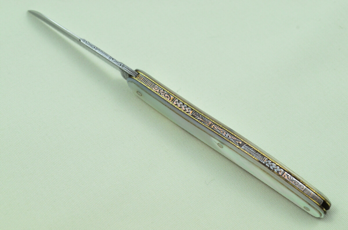 Double Blade Fantastic Carbon Steel Bladed Mother Of Pearl Fully Restored Sheffield Made Pen/Pocket Knife c1900 Maker George Butler - Image 5