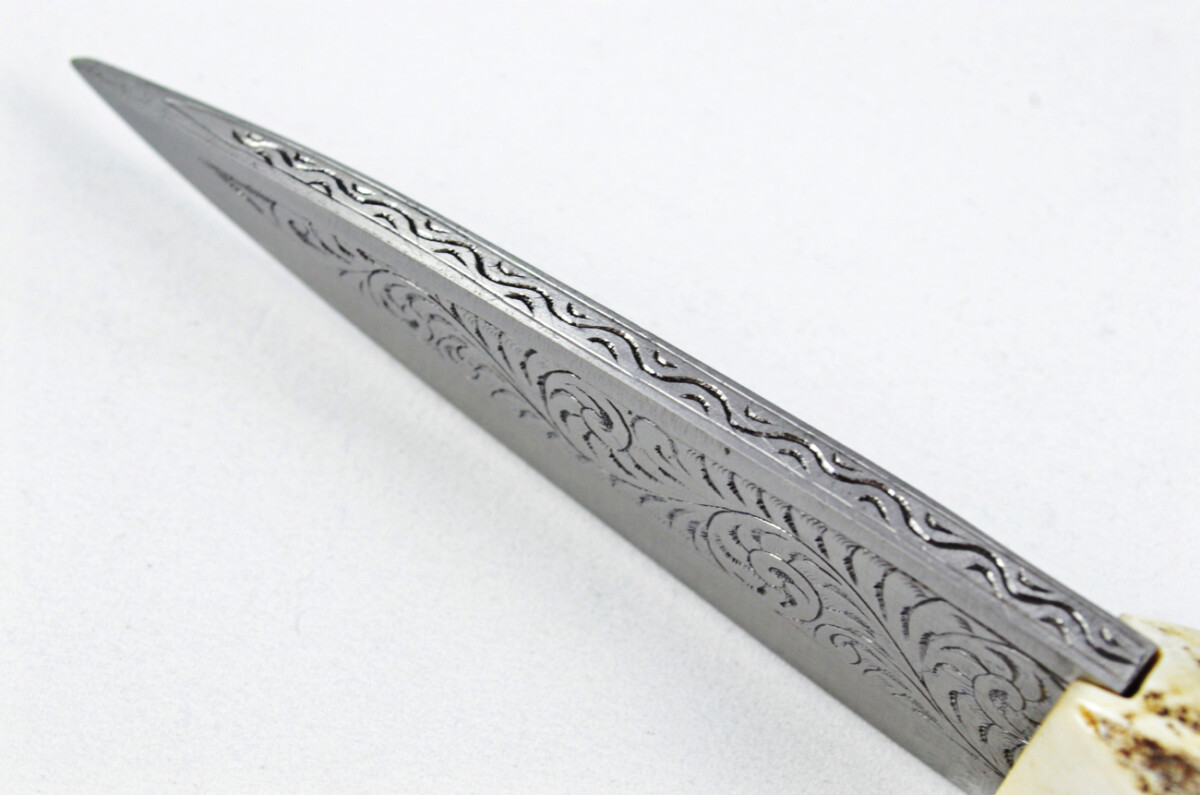 Astonishing Bespoke Hand Carved Buzzard Stag Horn Antler Handle Sgian Dubh Hand Engraved Blade Sheffield England - Image 10