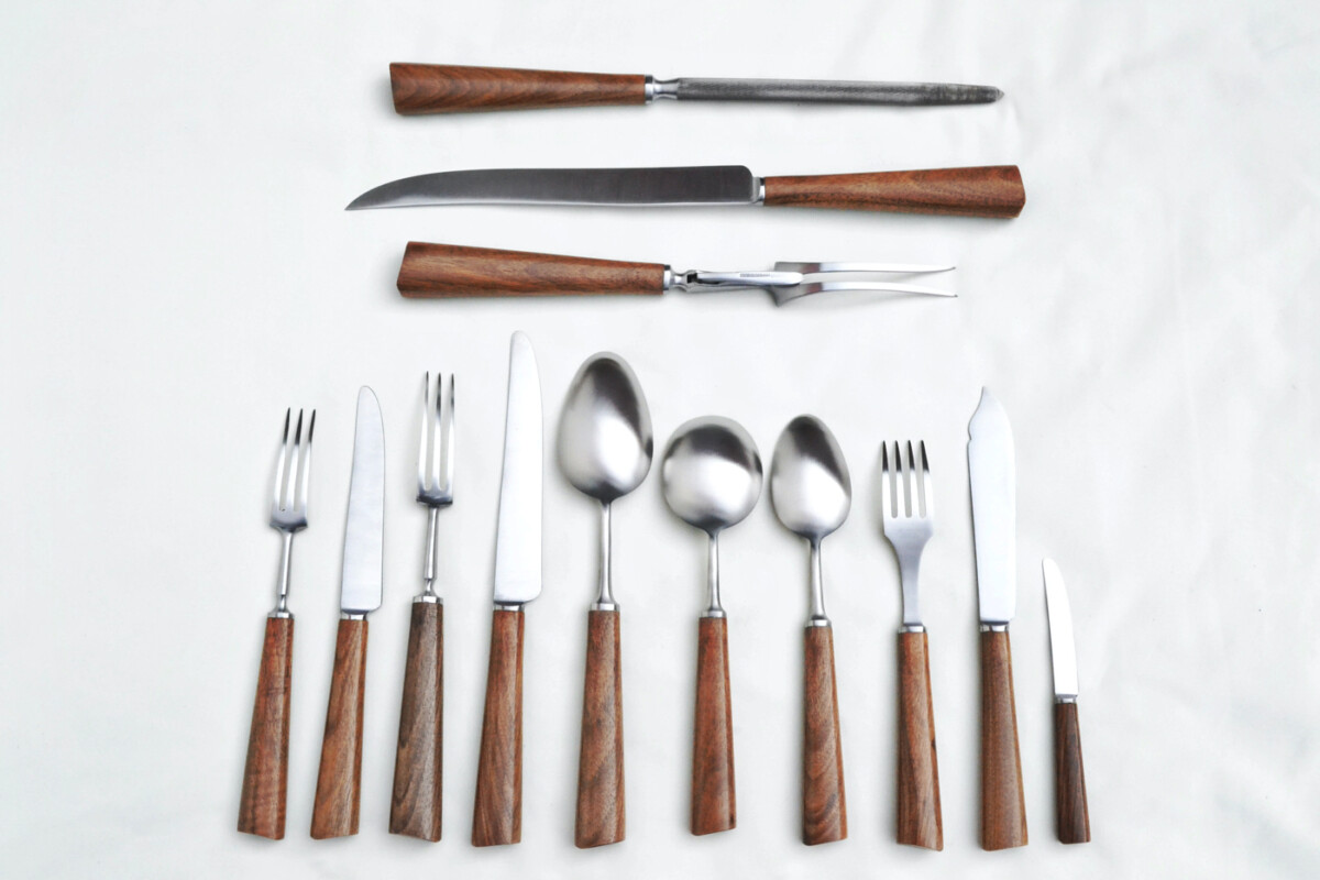 Rare Rosewood Handled Stainless Steel Canteen of Cutlery by Mills More – Made in Sheffield, England - Image 3