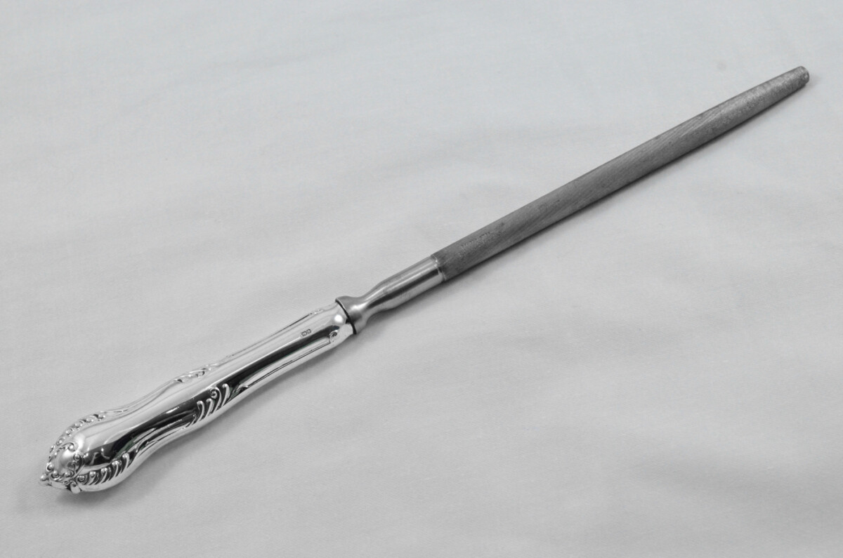 James Dixon & Sons Rare Sheffield Sterling Silver Handled 3 Piece Carving Set Chesterfield Pattern 1977 - Image 9