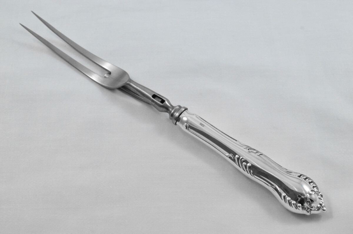 James Dixon & Sons Rare Sheffield Sterling Silver Handled 3 Piece Carving Set Chesterfield Pattern 1977 - Image 5