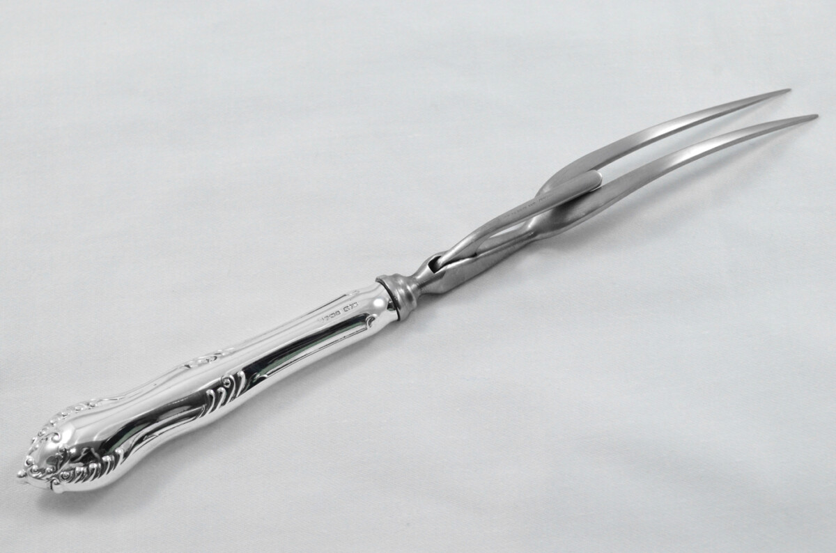 James Dixon & Sons Rare Sheffield Sterling Silver Handled 3 Piece Carving Set Chesterfield Pattern 1977 - Image 12