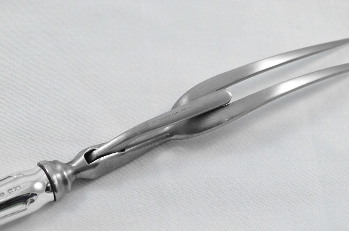 James Dixon & Sons Rare Sheffield Sterling Silver Handled 3 Piece Carving Set Chesterfield Pattern 1977 - Image 8