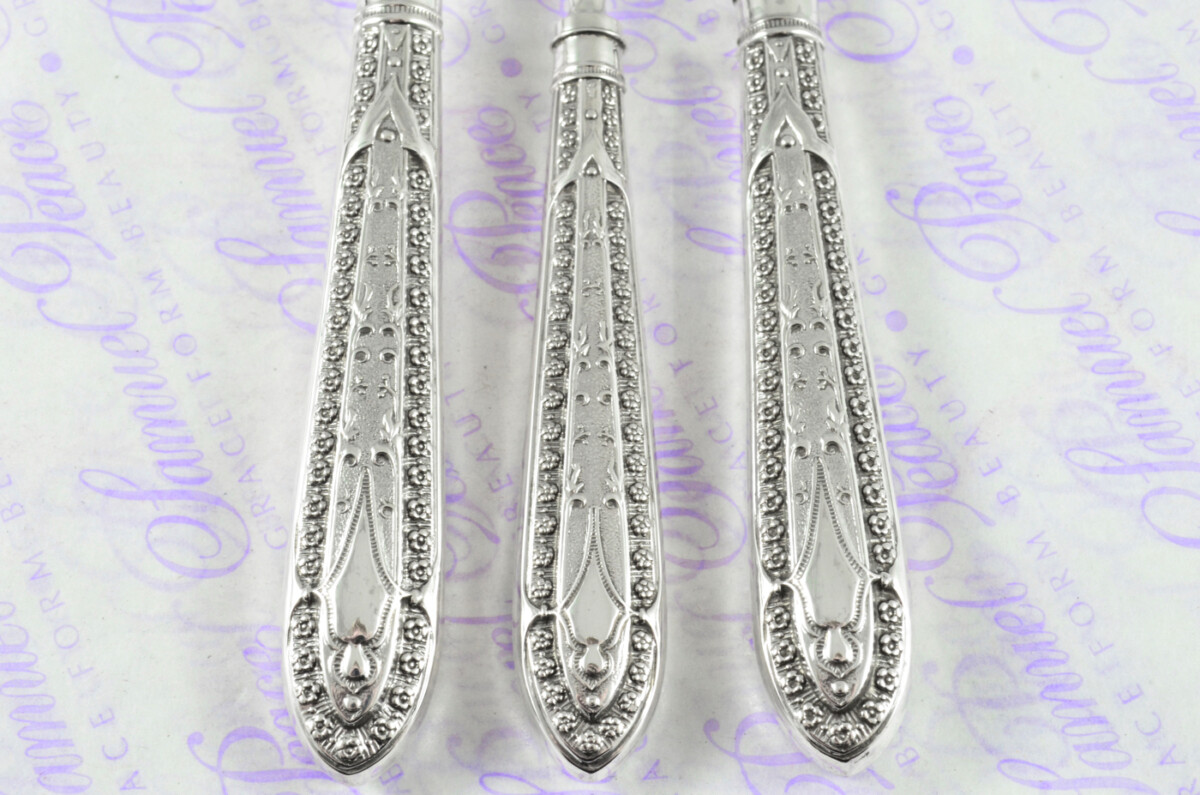 A Rare & Unique Sterling Silver Antique 3 Piece Child's Set - Private Pattern Birmingham Assayed 1885 - Image 15