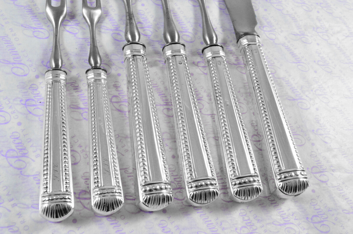 Collection of London Assayed Georgian Sterling Silver Handled Cutlery Table & Dessert Knives & Forks 1769 - Image 5