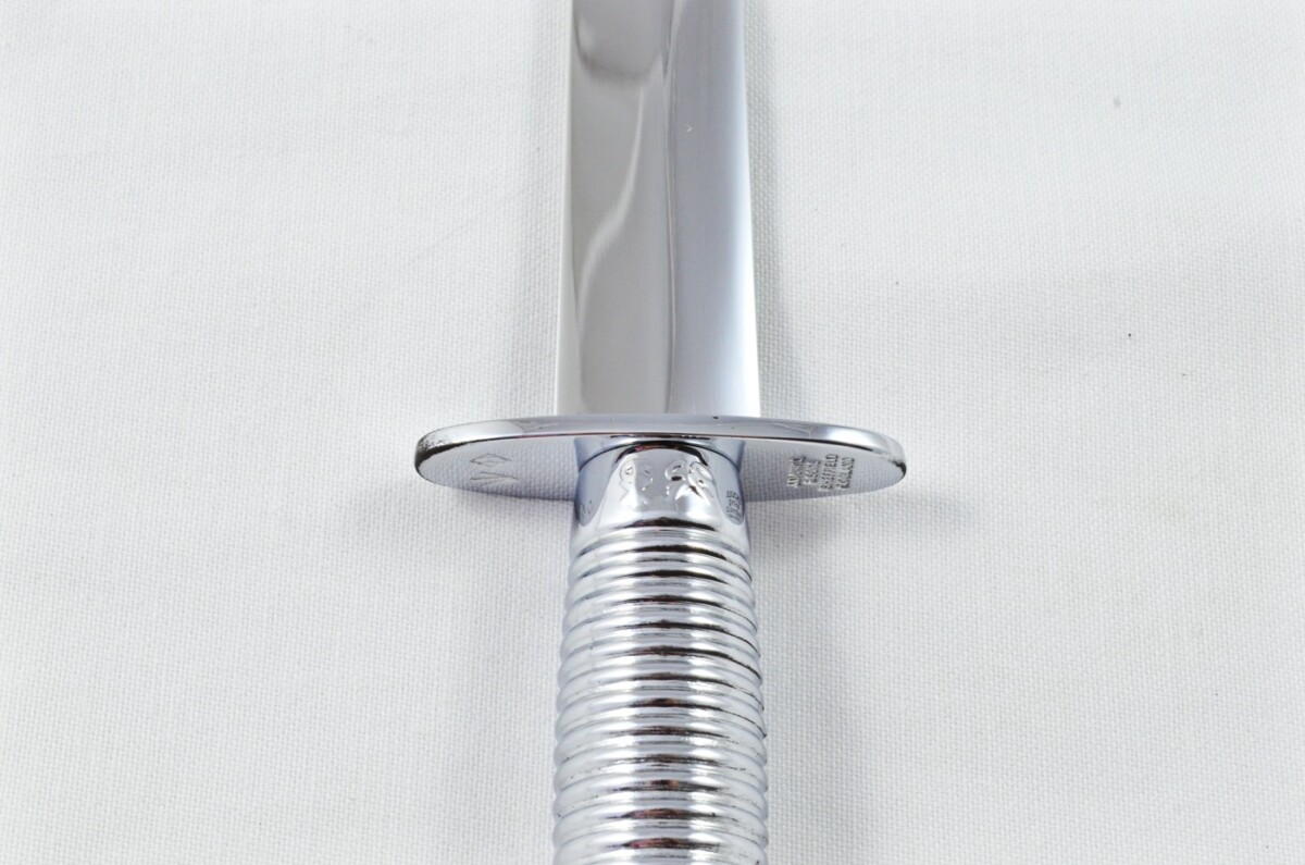 2025 Fairbairn Sykes Type 3 Chrome Plated Handle Bright Blade Commando Knife Made in Sheffield England - Belt Sheath - Image 8
