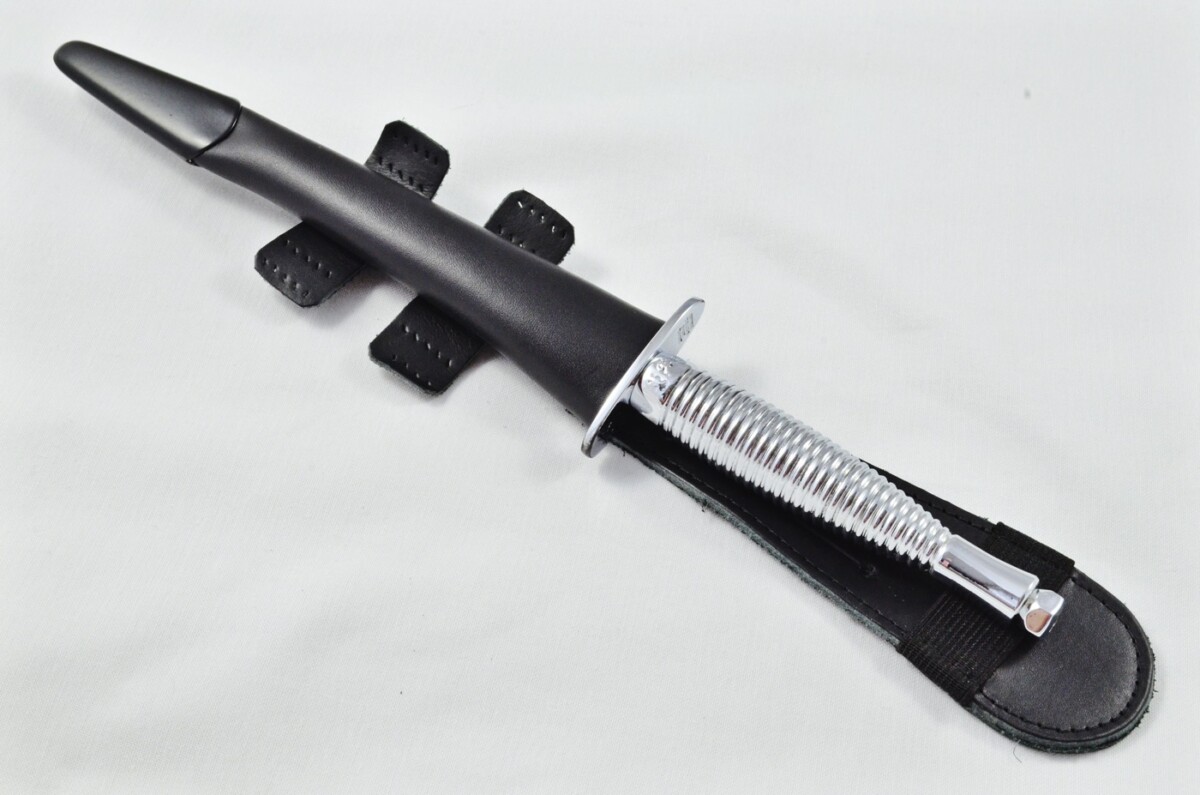 2025 Fairbairn Sykes Type 3 Chrome Plated Handle Bright Blade Commando Knife Made in Sheffield England - Leg Sheath - Image 10