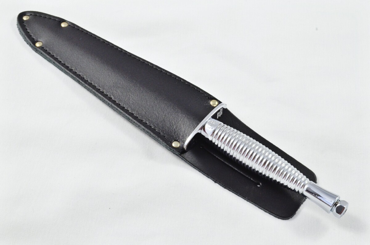 2025 Fairbairn Sykes Type 3 Chrome Plated Handle Bright Blade Commando Knife Made in Sheffield England - Belt Sheath - Image 9
