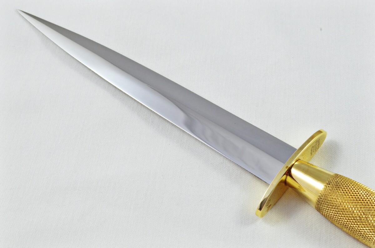 2025 Fairbairn Sykes Second Pattern Brass Handle Bright Blade Commando Knife Made in Sheffield England - Belt Sheath - Image 7