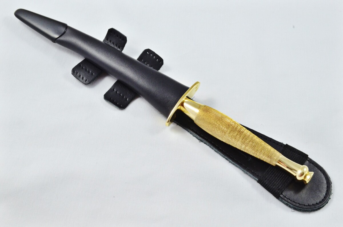 2025 Fairbairn Sykes Second Pattern Brass Handle Bright Blade Commando Knife Made in Sheffield England - Leg Sheath - Image 8
