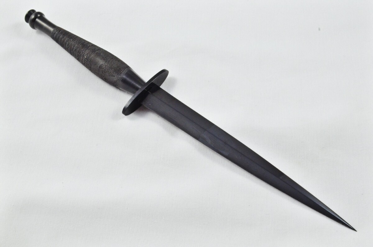 2025 Fairbairn Sykes Second Pattern Black Handle Black Blade Commando Knife Made in Sheffield England - Belt Sheath - Image 6