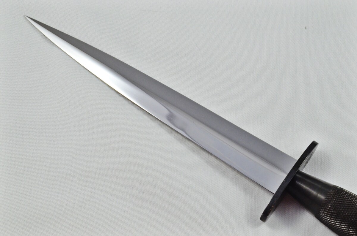 2025 Fairbairn Sykes Second Pattern Black Handle Bright Blade Commando Knife Made in Sheffield England - Leg Sheath - Image 6