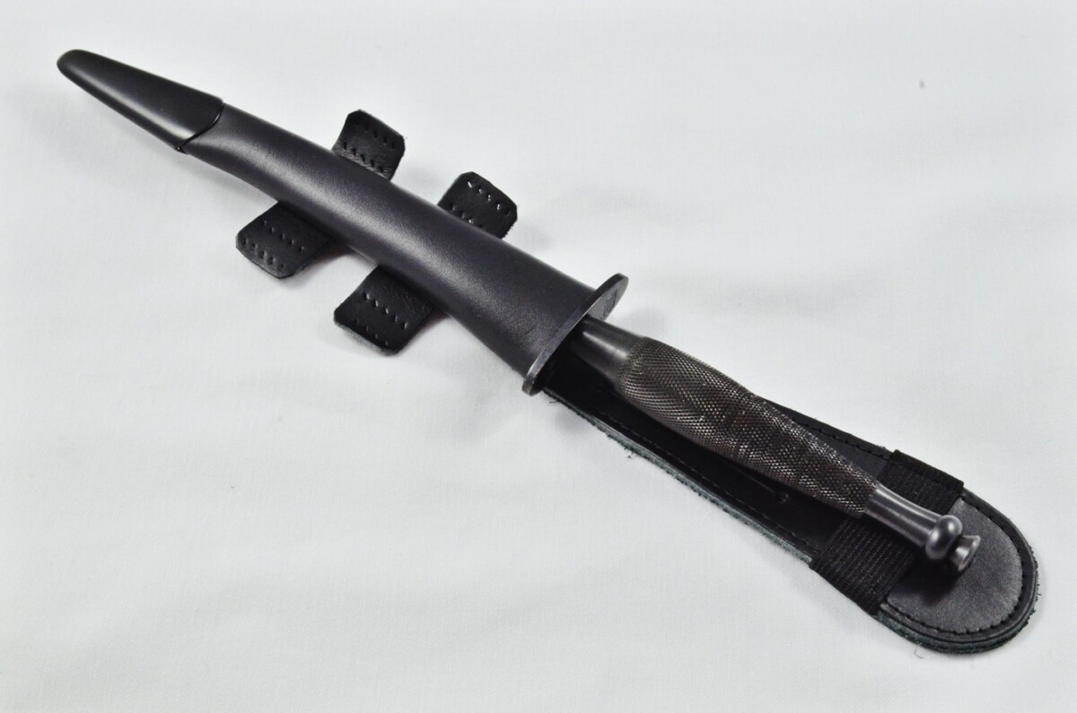 2025 Fairbairn Sykes Second Pattern Black Handle Bright Blade Commando Knife Made in Sheffield England - Leg Sheath - Image 8