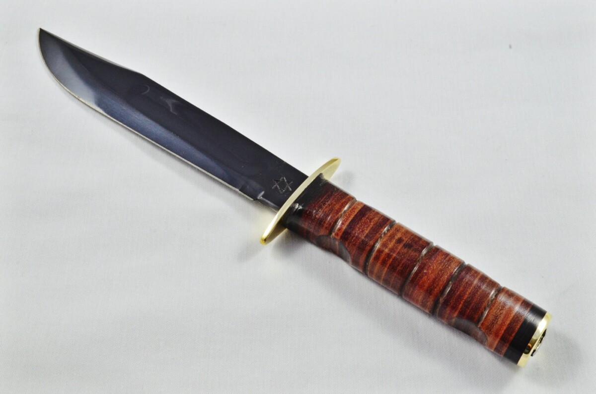 A Brand New Israeli Commando Knife Leather Handle Black Blade Made in Sheffield England - Image 3