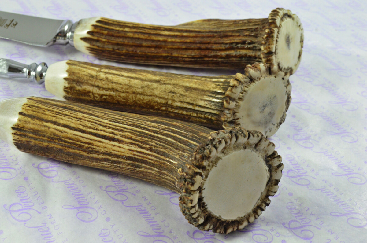 A Genuine Stag Crown Antler Handle 3 Piece Carving Set Cased Made In Sheffield England - Image 9