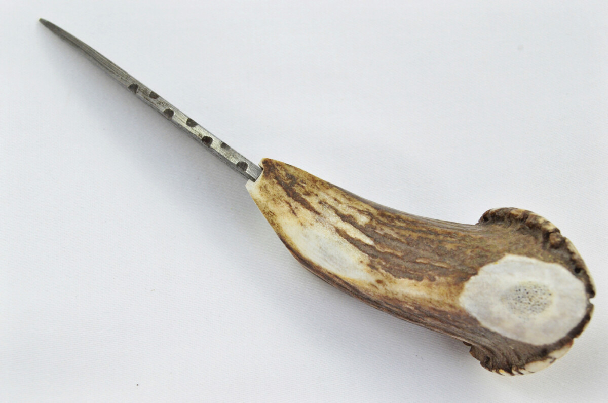 A Genuine Full Crown Damascus Steel Stag Horn Antler Handle Sgian Dubh Sheffield England - Image 7