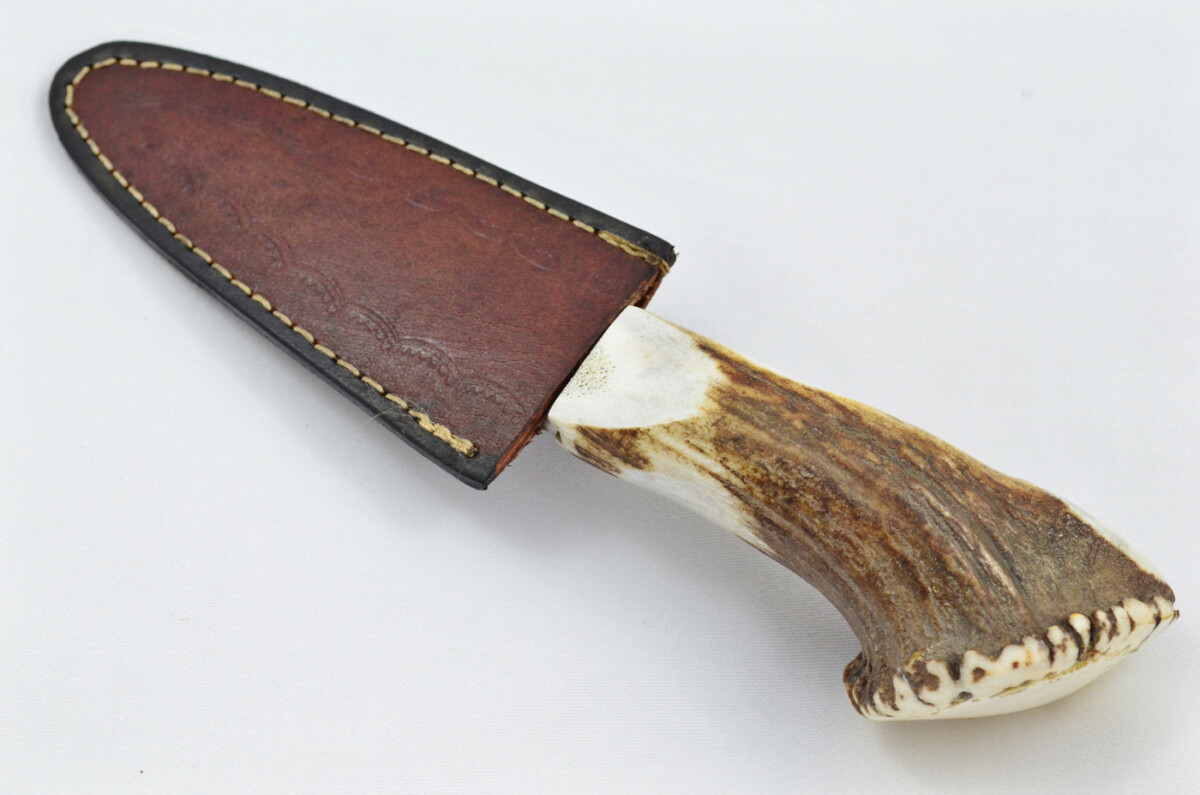 A Genuine Full Crown Damascus Steel Stag Horn Antler Handle Sgian Dubh Sheffield England - Image 6