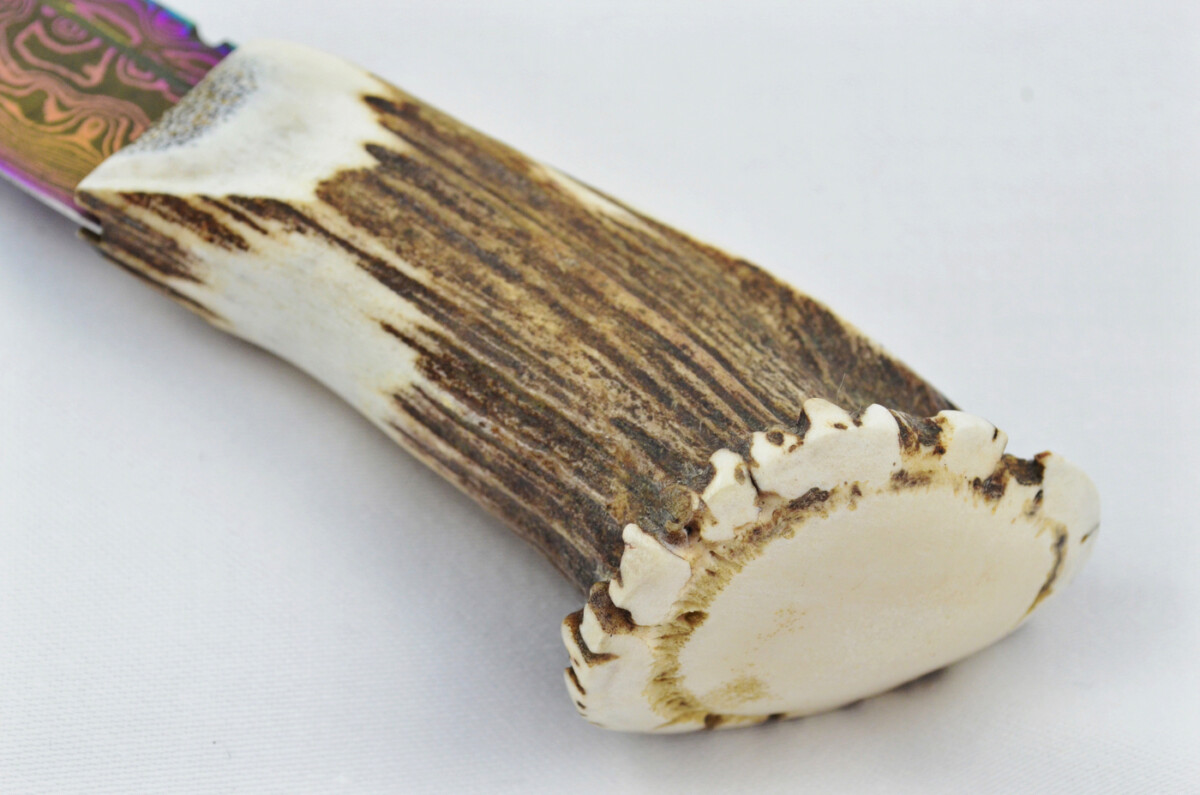A Fantastic Genuine Stag Horn Handle Full Crown Heat Treated Damascus Steel Sgian Dubh Made in Sheffield England - Image 8