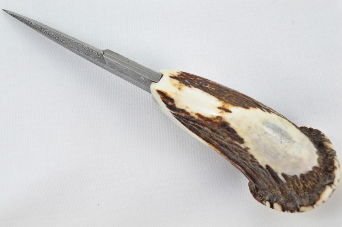 A Fantastic Handmade Genuine Stag Horn Full Crown Handle Damascus Steel Modern Blade Sgian Dubh Made in Sheffield England - Image 9