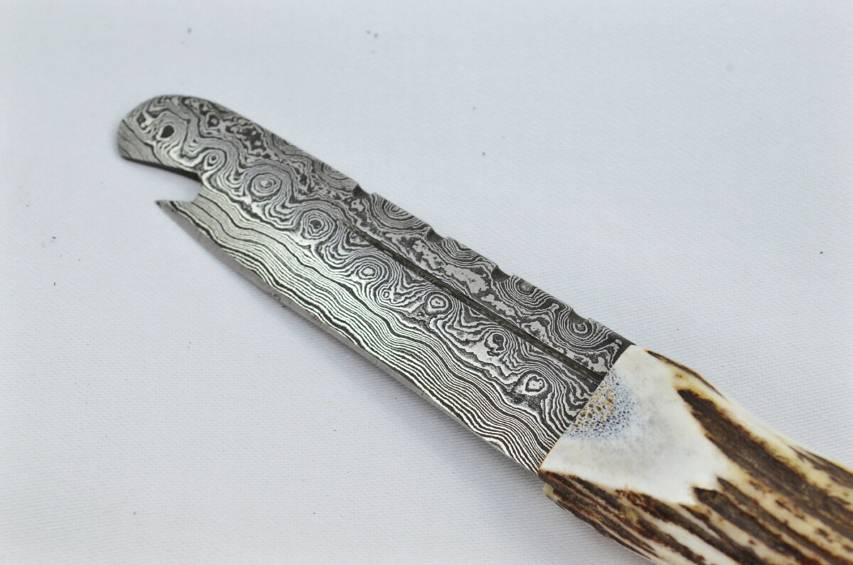 A Fantastic Handmade Genuine Stag Horn Full Crown Handle Damascus Steel Sgian Dubh Sgian Bru Made in Sheffield England - Image 4