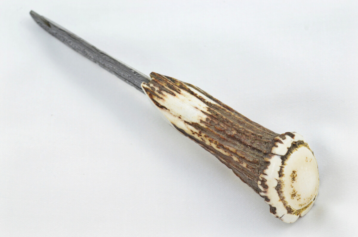 A Fantastic Handmade Genuine Stag Horn Full Crown Handle Damascus Steel Sgian Dubh Sgian Bru Made in Sheffield England - Image 7