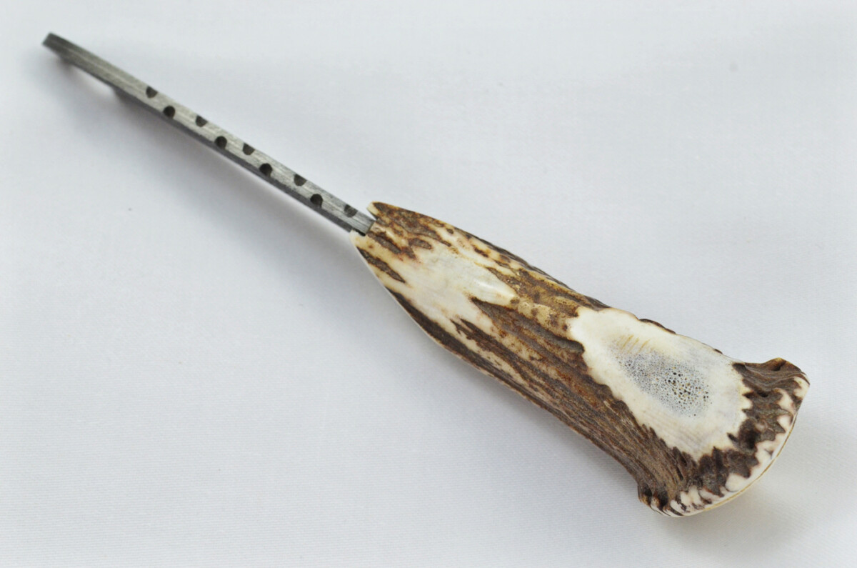 A Fantastic Handmade Genuine Stag Horn Full Crown Handle Damascus Steel Sgian Dubh Sgian Bru Made in Sheffield England - Image 6