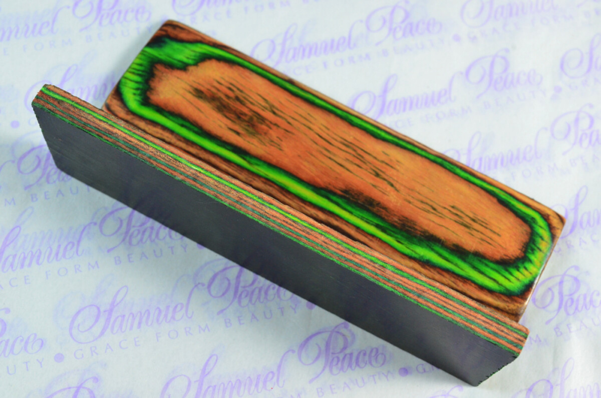 Pair of Green & Orange Laminated Wood Knife Scales Knife Making Parts Wood Blanks - Image 4