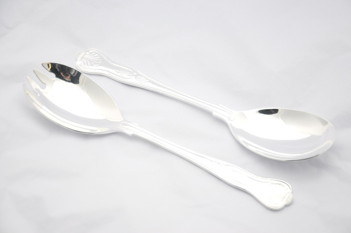 Silver Plated Kings Salad Servers Gift Boxed