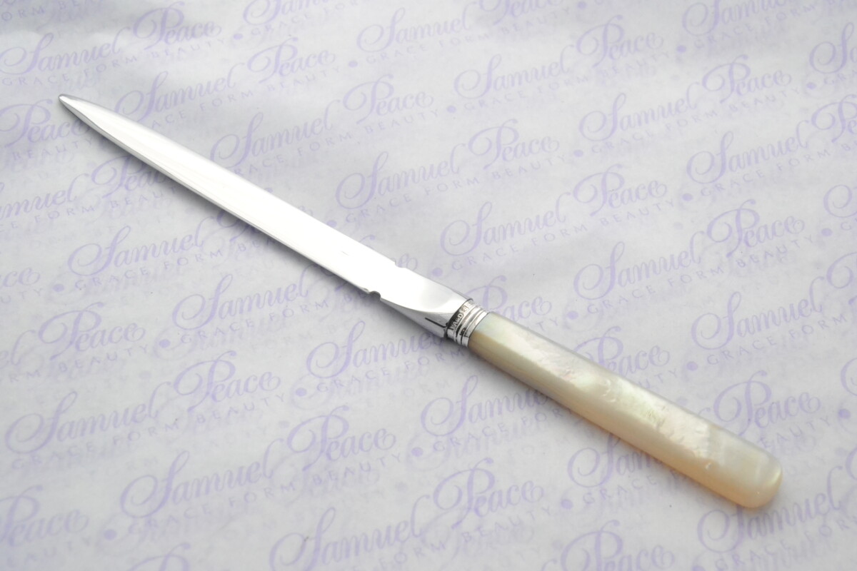 Allen & Darwin Pristine Mother of Pearl Sterling Silver Ferruled Letter Opener Sheffield 1908 Cased - Image 2