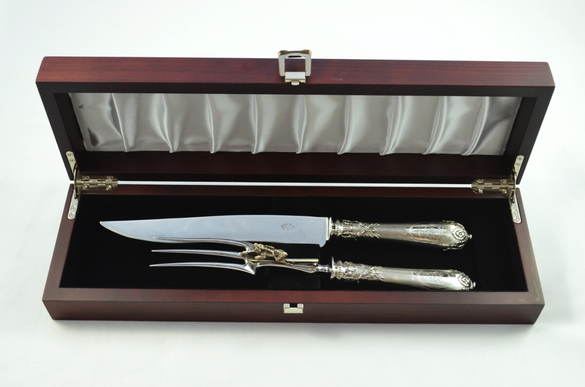Immaculate Cased French Silver 2 Piece Carving Set Made in Paris Circa 1900 - Image 14