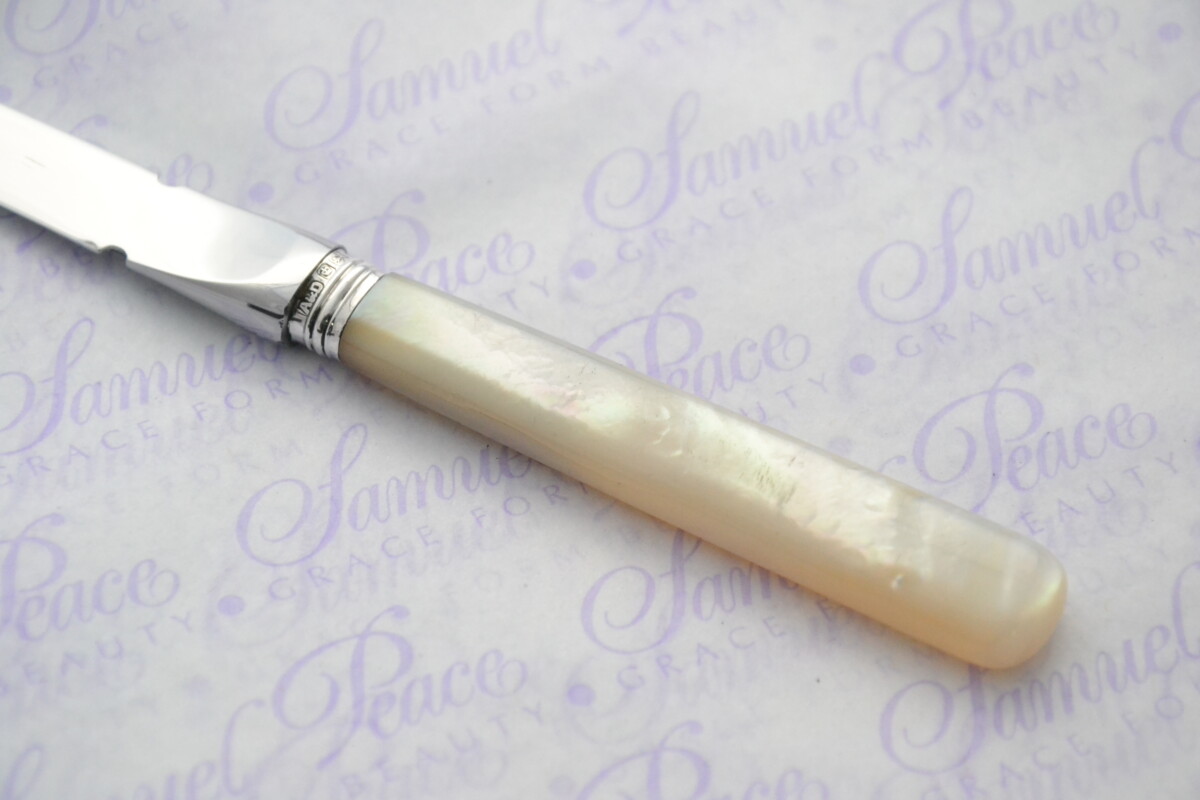 Allen & Darwin Pristine Mother of Pearl Sterling Silver Ferruled Letter Opener Sheffield 1908 Cased - Image 3