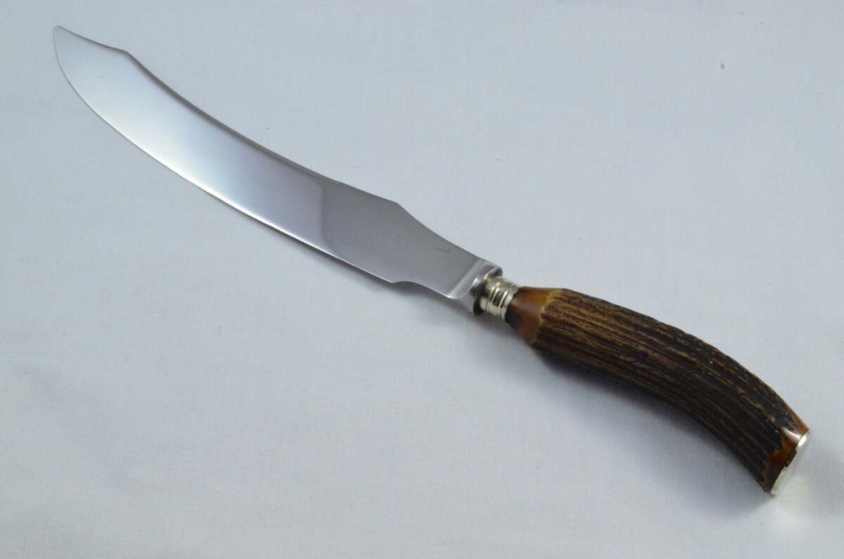 Joseph Rodgers & Sons Sheffield Handmade Stag Antler Horn Handled 3 Piece Carving Set c.1900 - Image 3