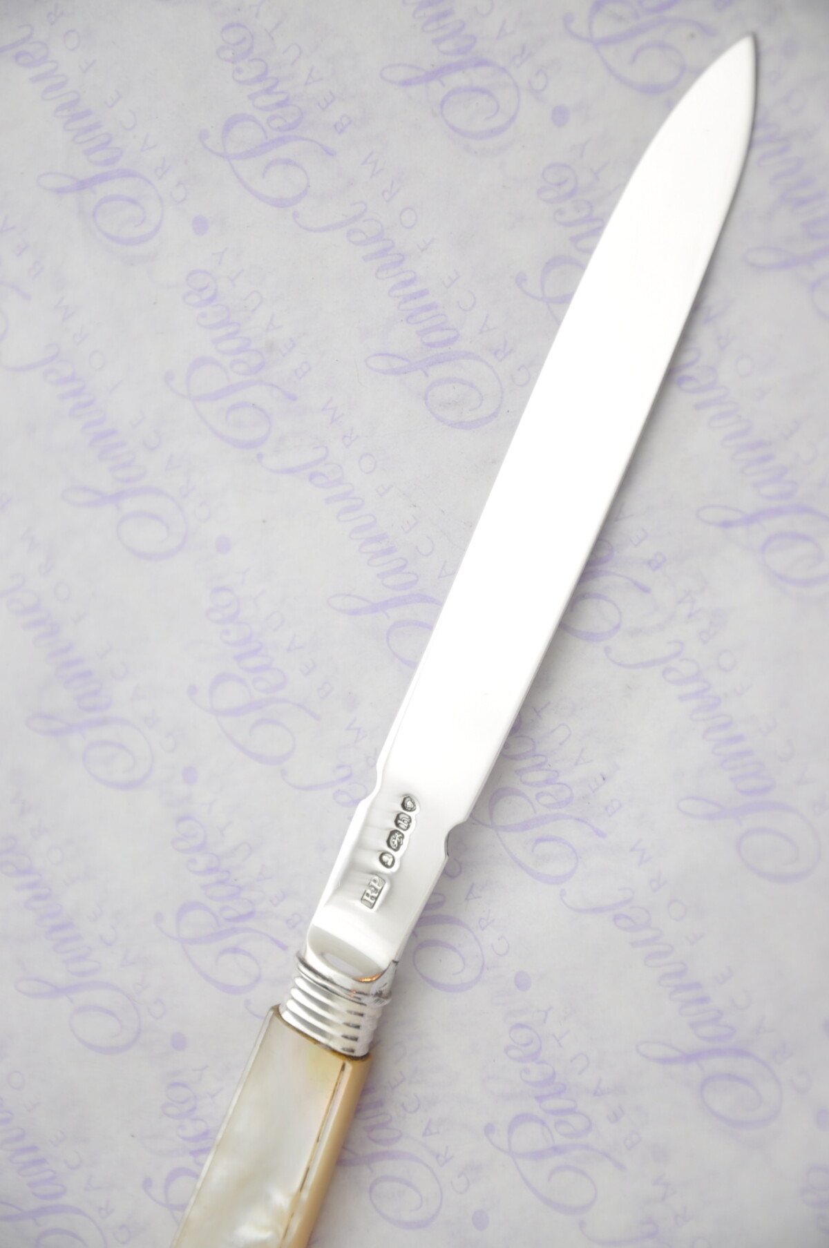 Pristine Mother of Pearl Sterling Silver Bladed Letter Opener London 1823 Cased - Image 4