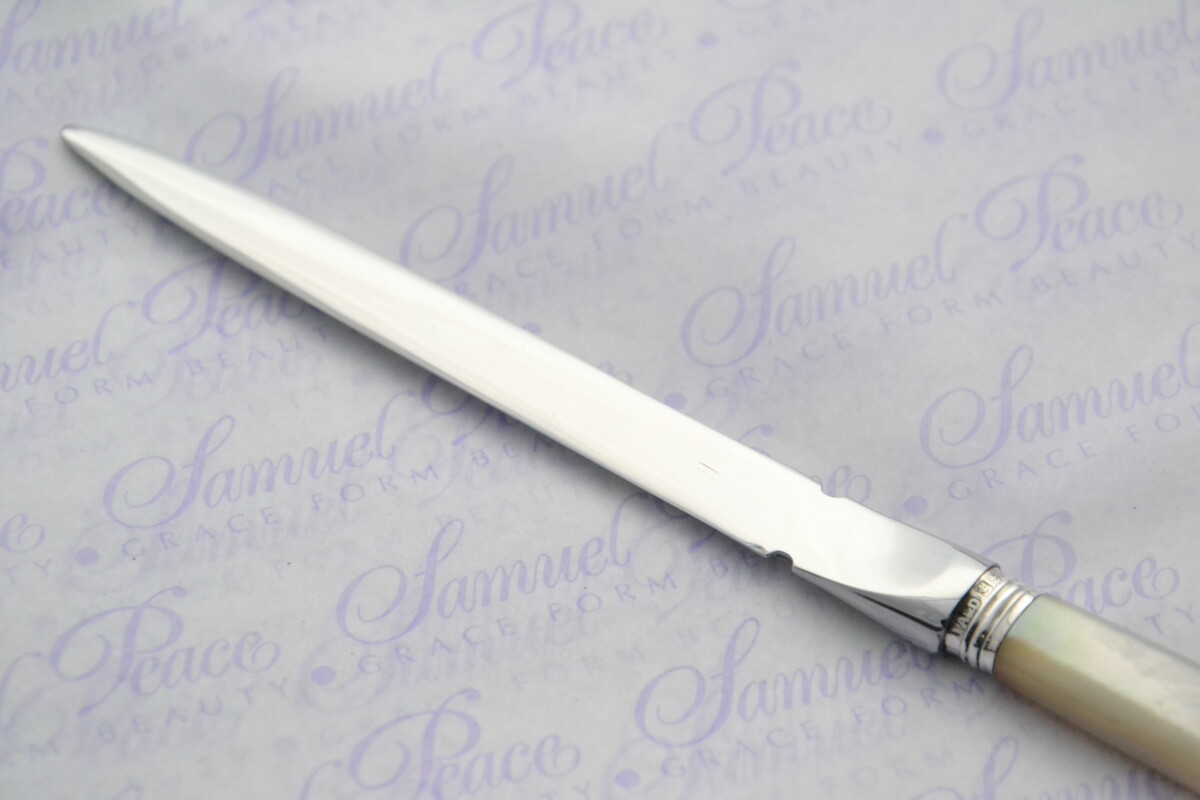 Allen & Darwin Pristine Mother of Pearl Sterling Silver Ferruled Letter Opener Sheffield 1908 Cased - Image 4