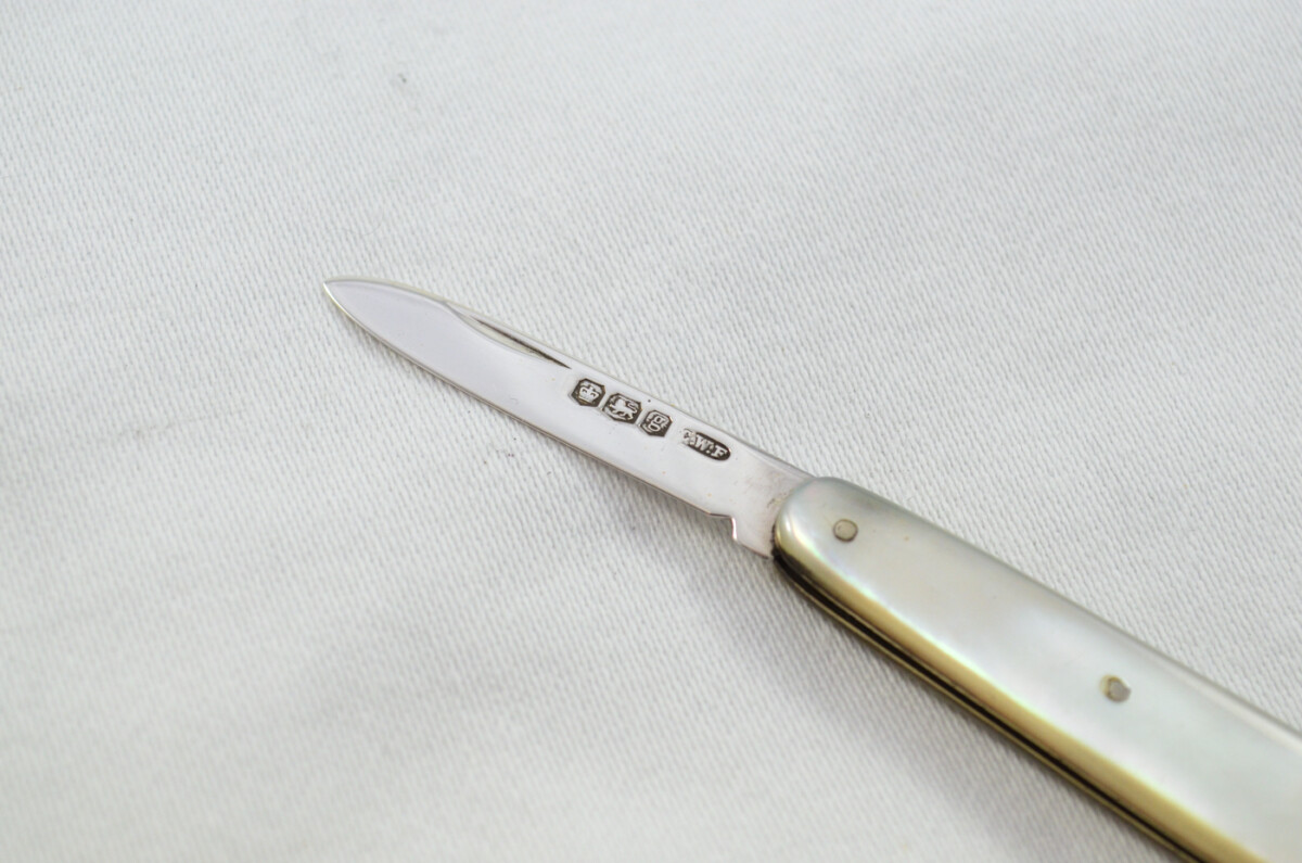Sheffield Charles Fletcher Solid Silver Bladed Mother Of Pearl Scaled Pen/Fruit Knife 1924 - Image 3