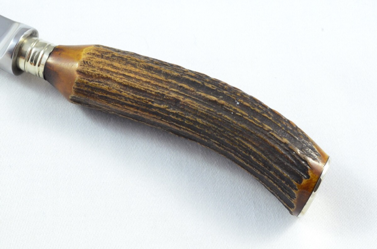 Joseph Rodgers & Sons Sheffield Handmade Stag Antler Horn Handled 3 Piece Carving Set c.1900 - Image 4
