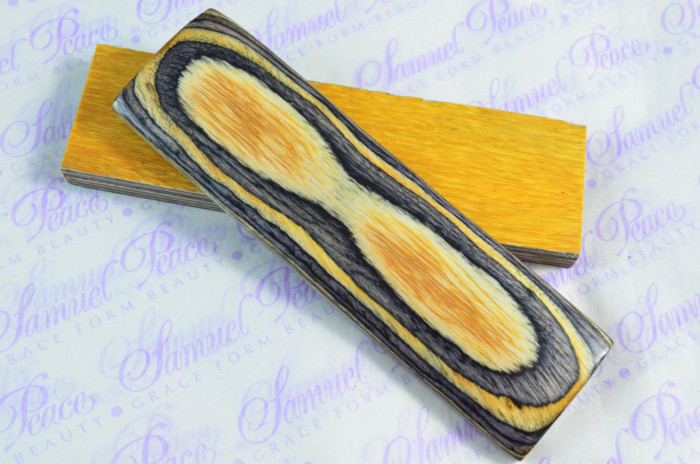 Pair of Yellow & Black Laminated Wood Knife Scales Knife Making Parts Wood Blanks
