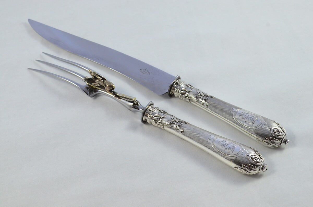 Immaculate Cased French Silver 2 Piece Carving Set Made in Paris Circa 1900 - Image 2