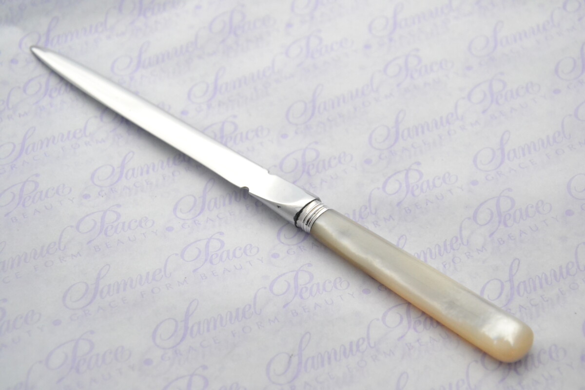 Allen & Darwin Pristine Mother of Pearl Sterling Silver Ferruled Letter Opener Sheffield 1908 Cased - Image 6