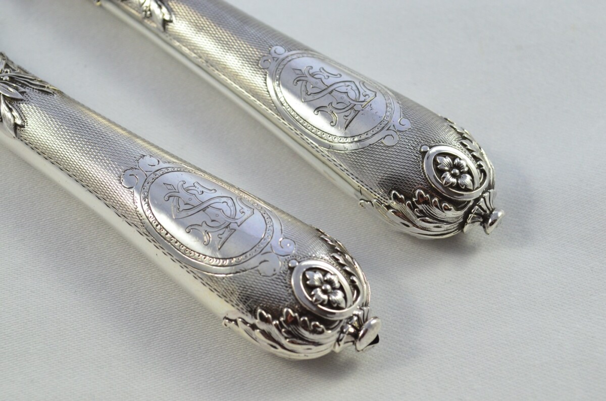 Immaculate Cased French Silver 2 Piece Carving Set Made in Paris Circa 1900 - Image 3